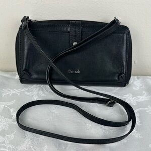 The Sak Black Leather Crossbody Wristlet